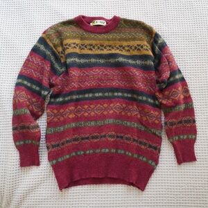 Colorful Patterned Sweater Pullover Vintage